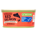 Sainsbury's canned wild Pacific red salmon skinless boneless 170g (British brand)