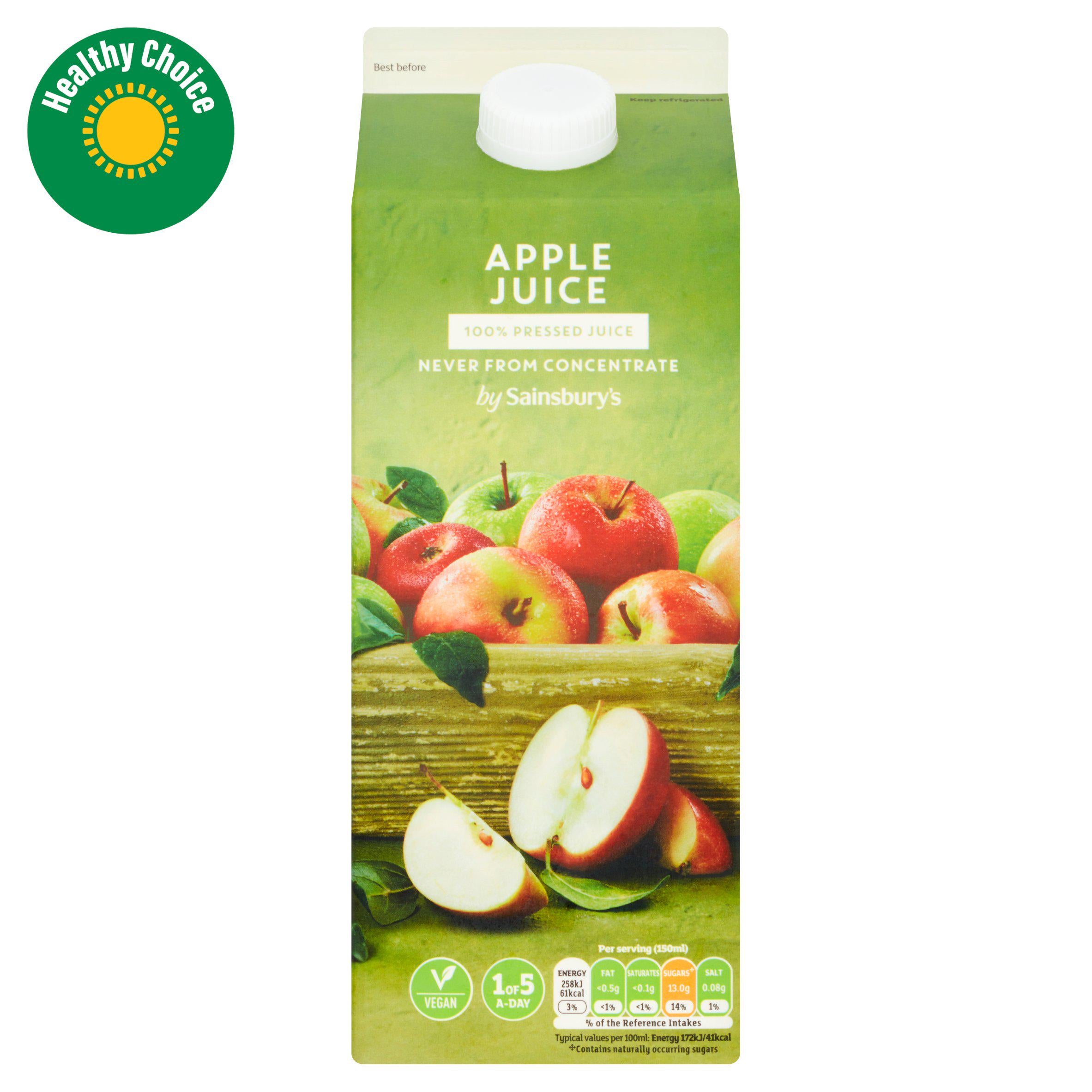 Sainsbury's apple juice not from concentrate 1.75L (British brand)
