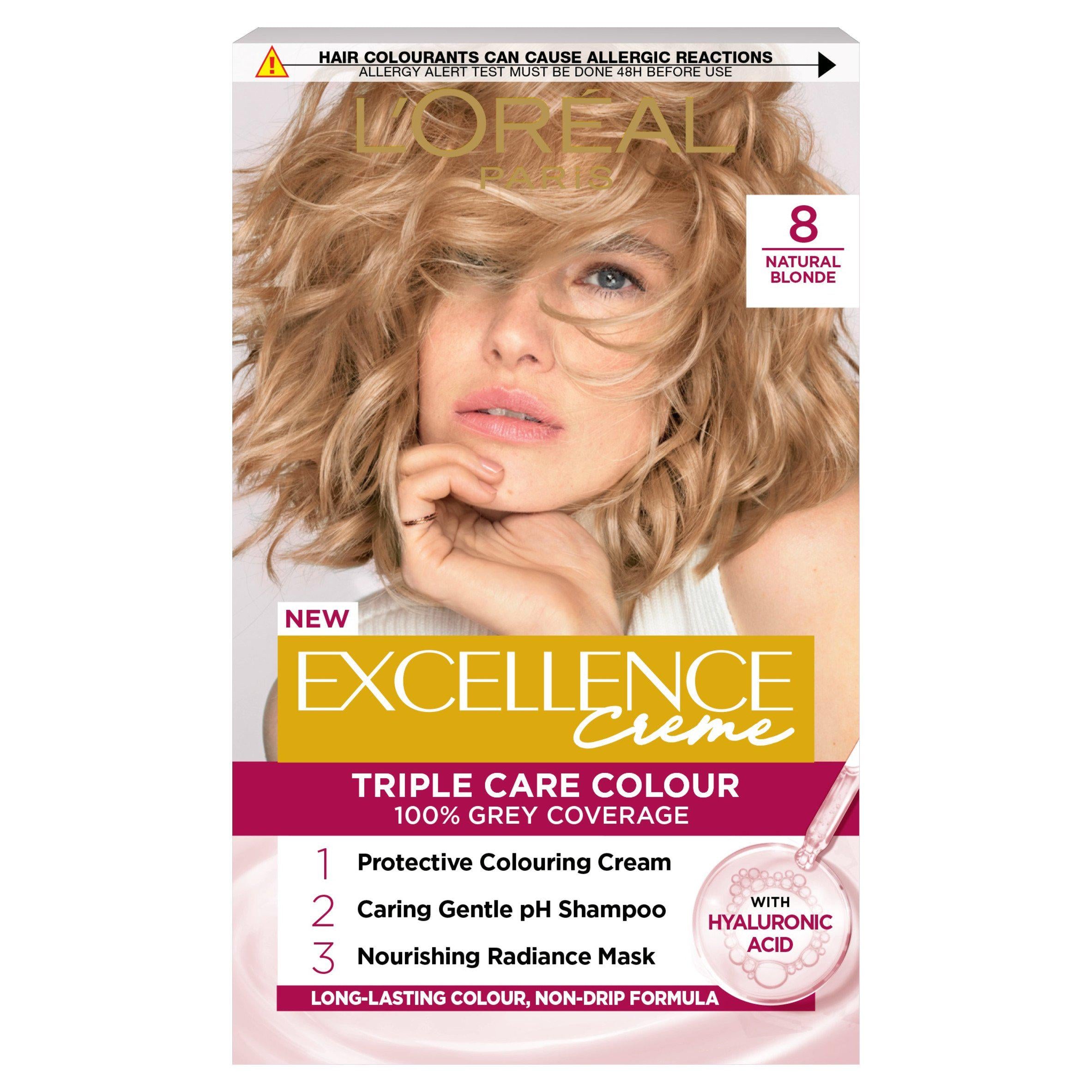 L'Oreal Paris Excellence Natural Blonde 8 permanent hair dye, imported from the UK