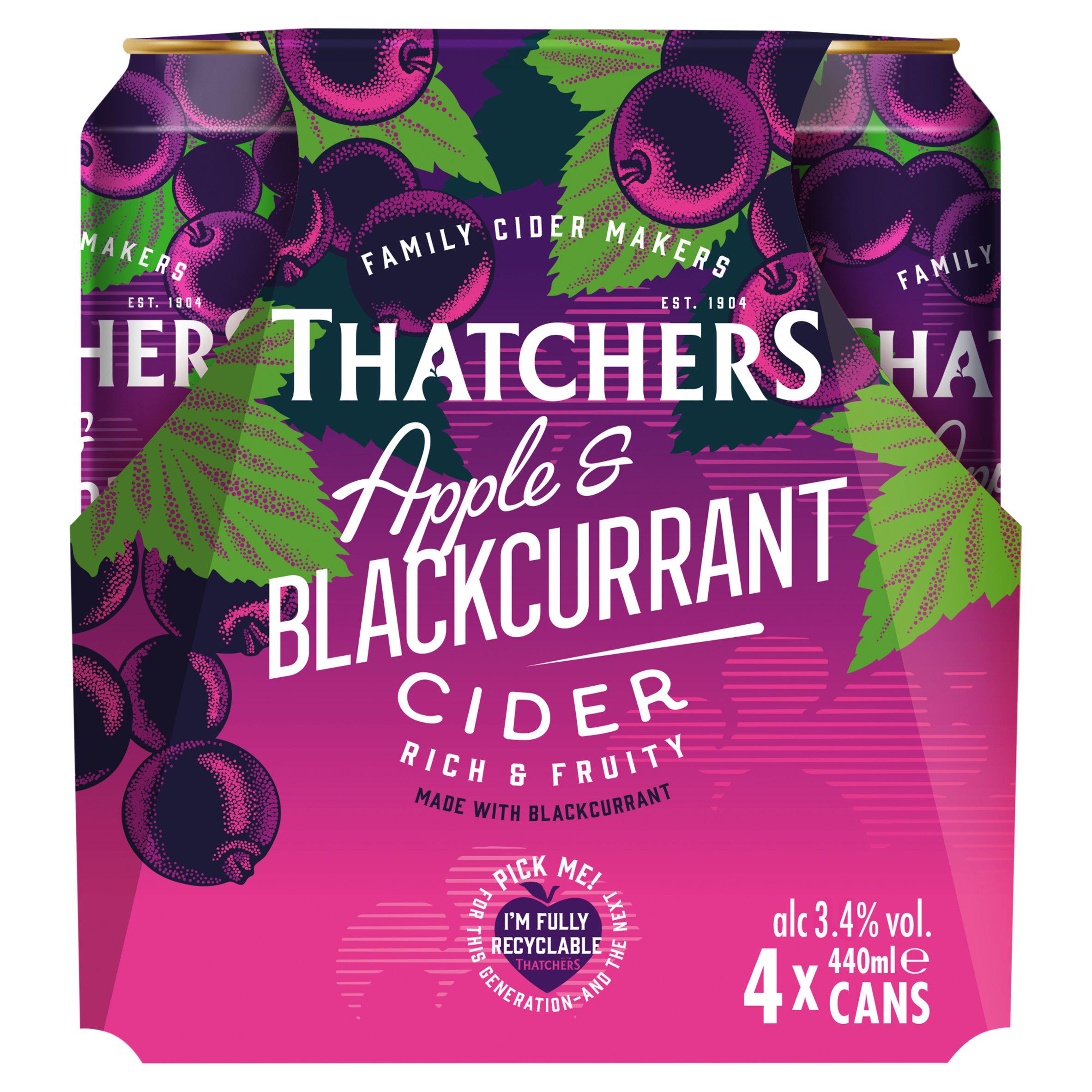 Thatchers Apple & Blackcurrant Cider 4x440ml (British brand)