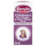 Benylin children's dry cough syrup blackcurrant 125ml, imported from the UK