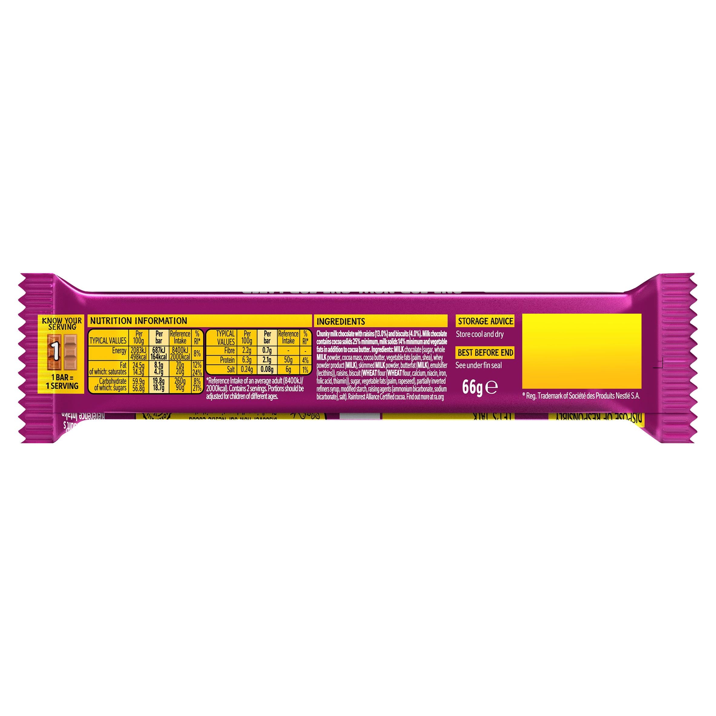Yorkie raisin biscuit chocolate bar 66g (British brand)
