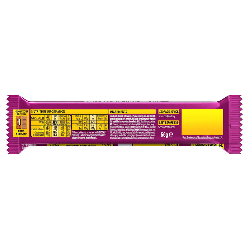 Yorkie raisin biscuit chocolate bar 66g (British brand)