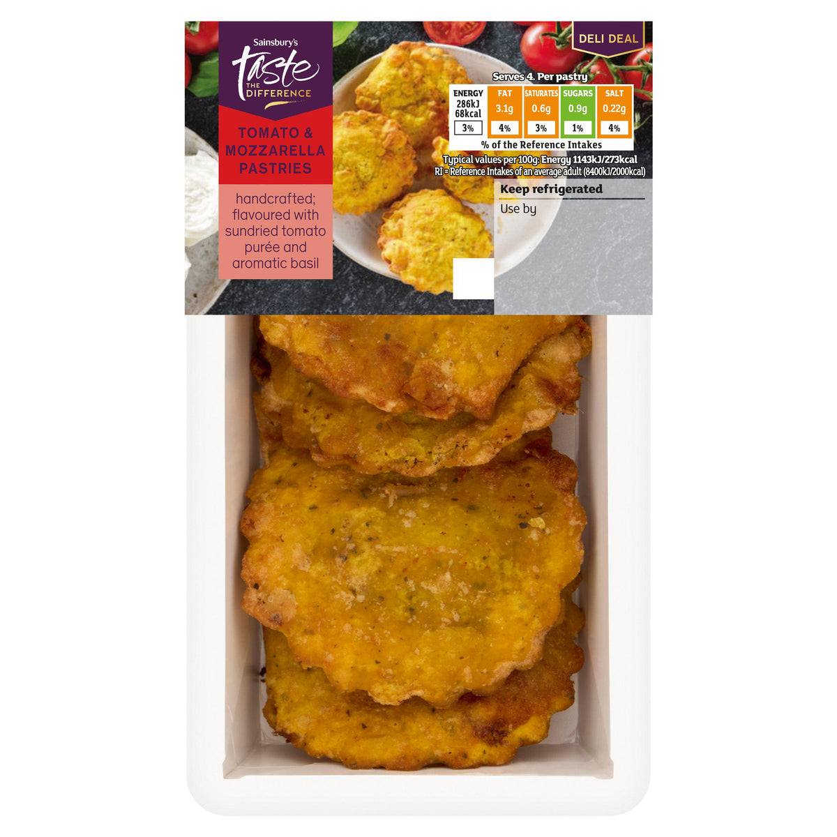 Sainsbury's Taste the Difference tomato mozzarella pastries 100g (British brand)