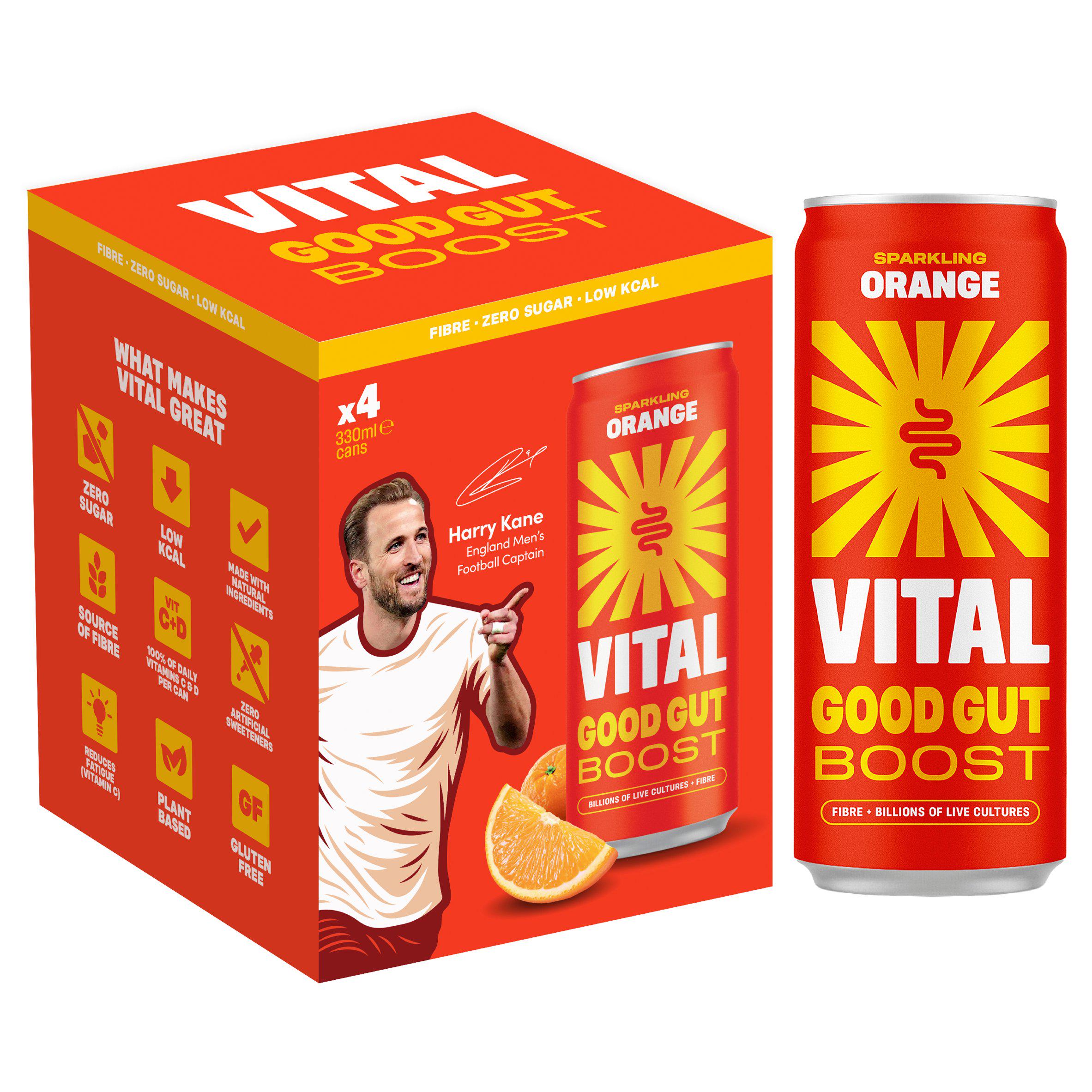 Vital Gut Health orange soda 4 x 330ml (British brand)