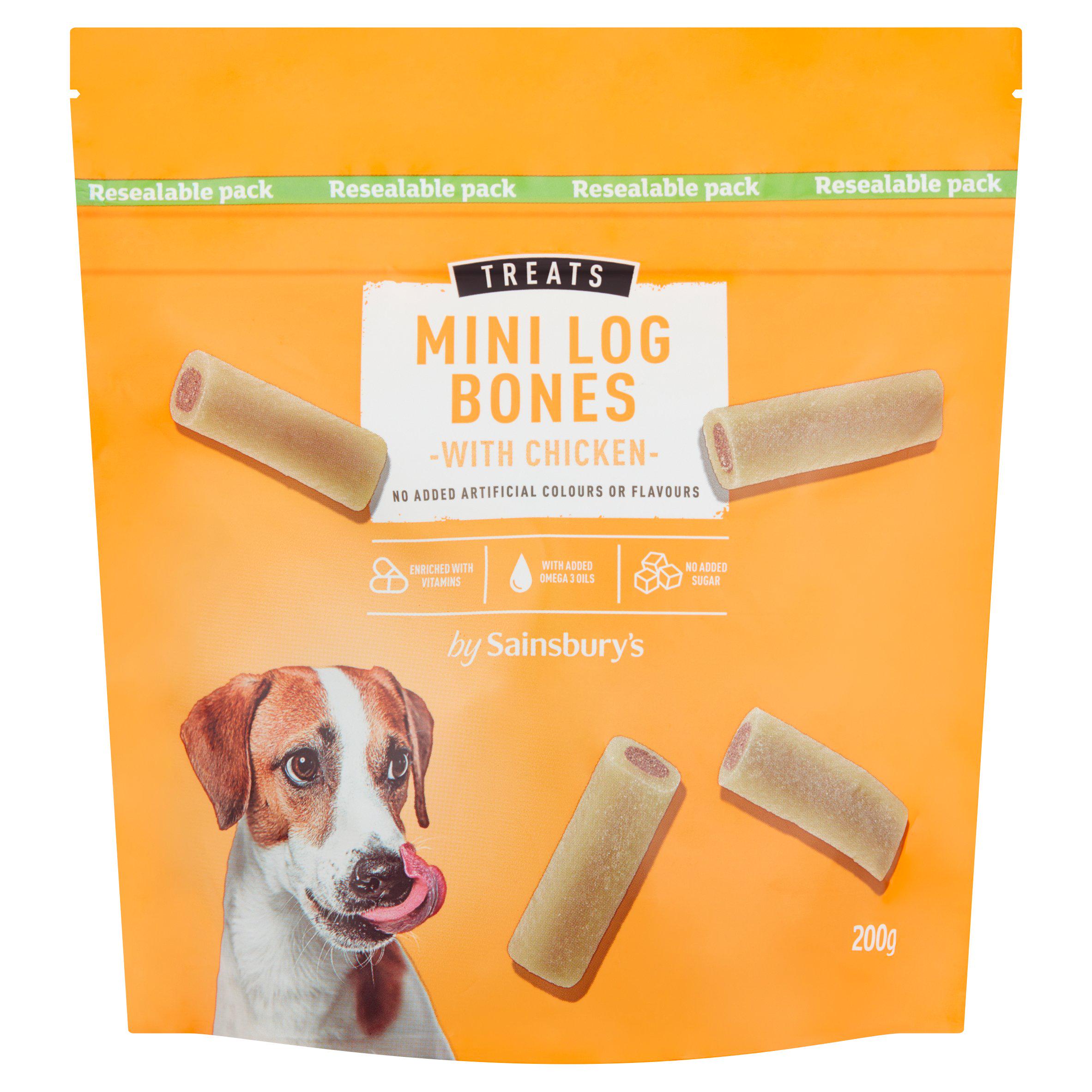 Sainsbury's Mini Log Bone dog treats chicken 200g, imported from the UK