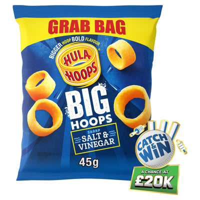Sainsburys Hula Hoops Salt & Vinegar Flavour Big Hoops Sharp Potato Rings 45g- Buy online at McGrocer