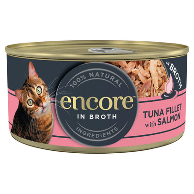 Sainsburys Encore Tuna Fillet with Salmon in Broth Natural Wet Cat Food 70g- Buy online at McGrocer