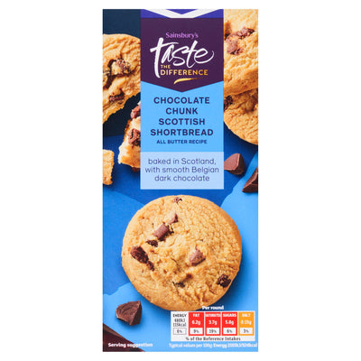 Sainsburys Sainsbury's Taste the Difference Chocolate Chunk Scottish Shortbread 175g- Buy online at McGrocer