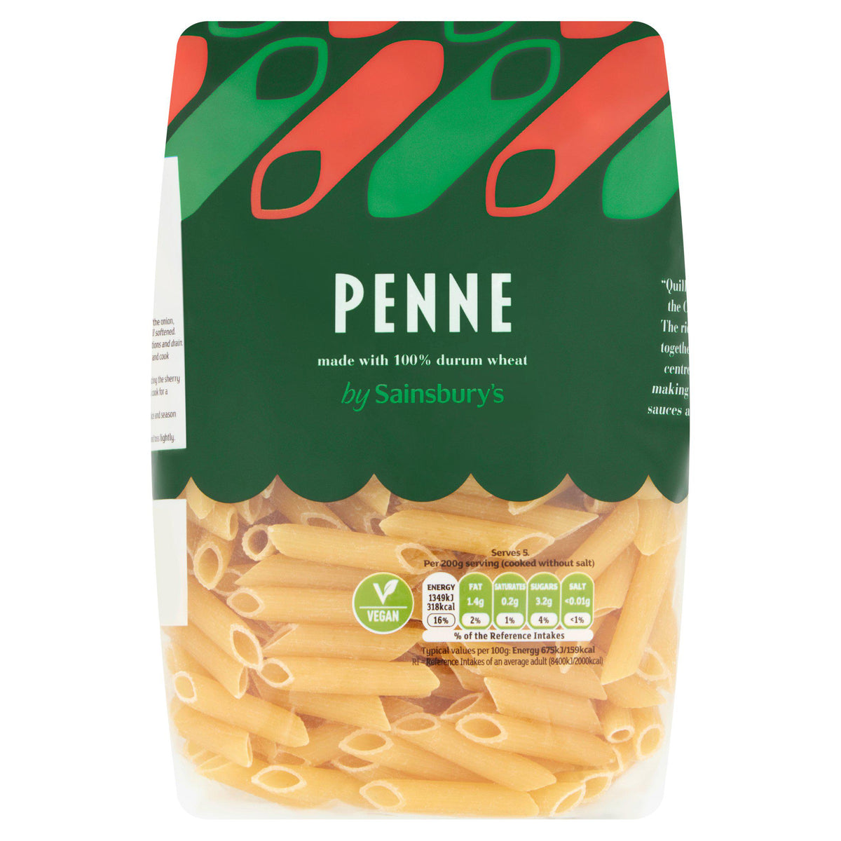 Sainsbury's penne rigate pasta 500g, UK version