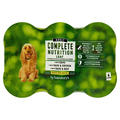 Sainsburys Sainsbury's Complete Nutrition Adult Dogs 1-7 Years Meaty Loaf with Tripe Selection 2.4kg- Buy online at McGrocer