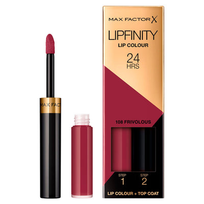 Sainsburys Max Factor Lipfinity Lip Colour 108 Frivolous 2-Step Long-Lasting Lipstick 2.3ml + 1.9g- Buy online at McGrocer