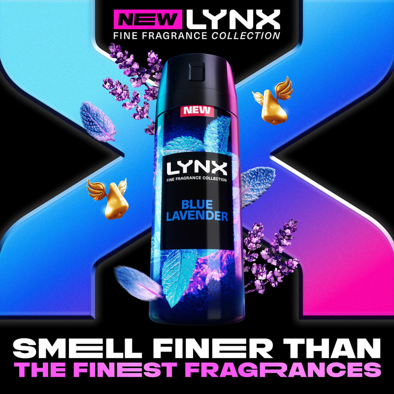 Lynx Blue Lavender deodorant body spray 150ml, imported from the UK