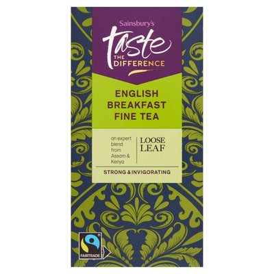Sainsburys Sainsbury's Taste the Difference Fairtrade English Breakfast Loose Leaf Black Tea 125g- Buy online at McGrocer