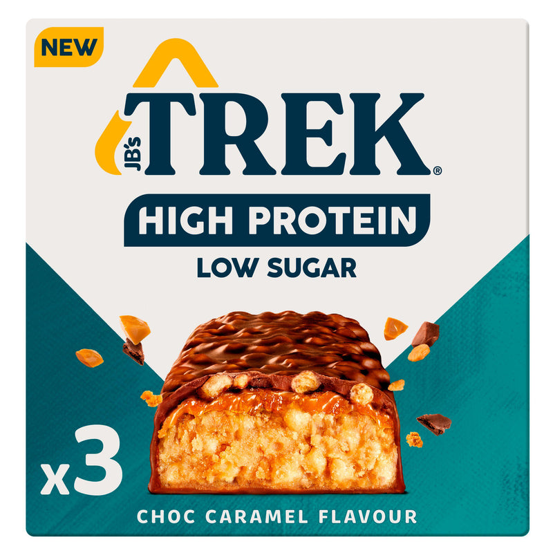 Trek High Protein Caramel Chocolate Bar 3 x 44g (British brand)