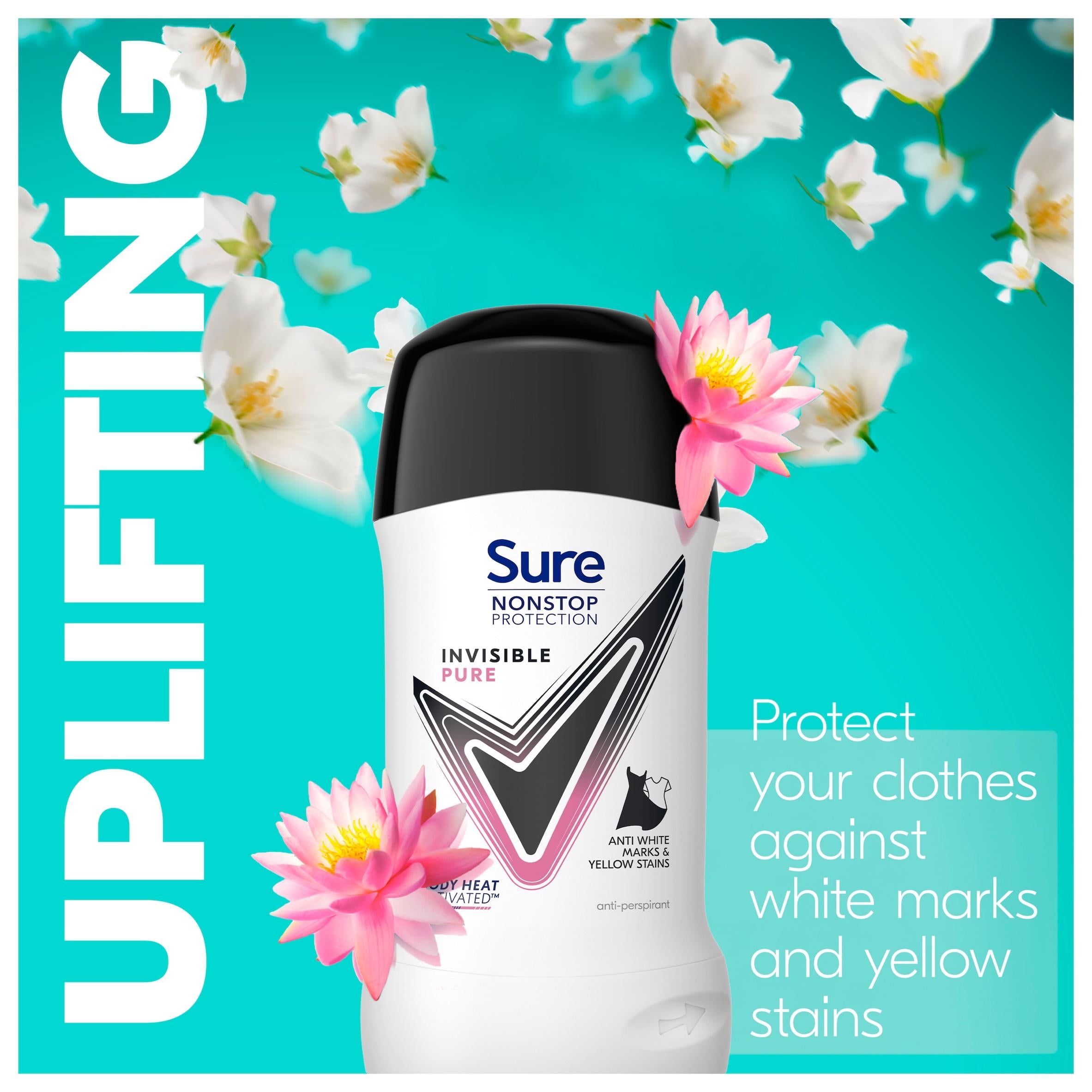 Sure Antiperspirant Invisible Pure 50ml deodorant stick (British brand)