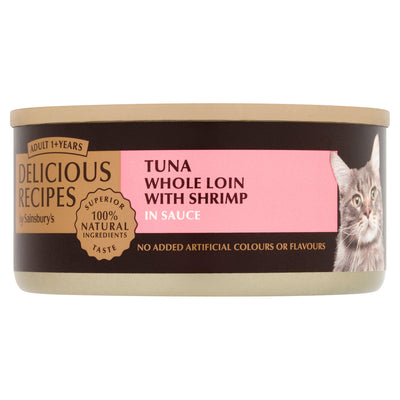 Sainsburys Sainsbury's Delicious Recipes 1+ Tuna Whole Loin with Shrimp Adult Cat Food 70g- Buy online at McGrocer