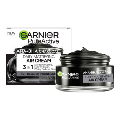 Sainsburys Garnier Pure Active AHA+BHA Charcoal Daily Mattifying Air Cream- Buy online at McGrocer