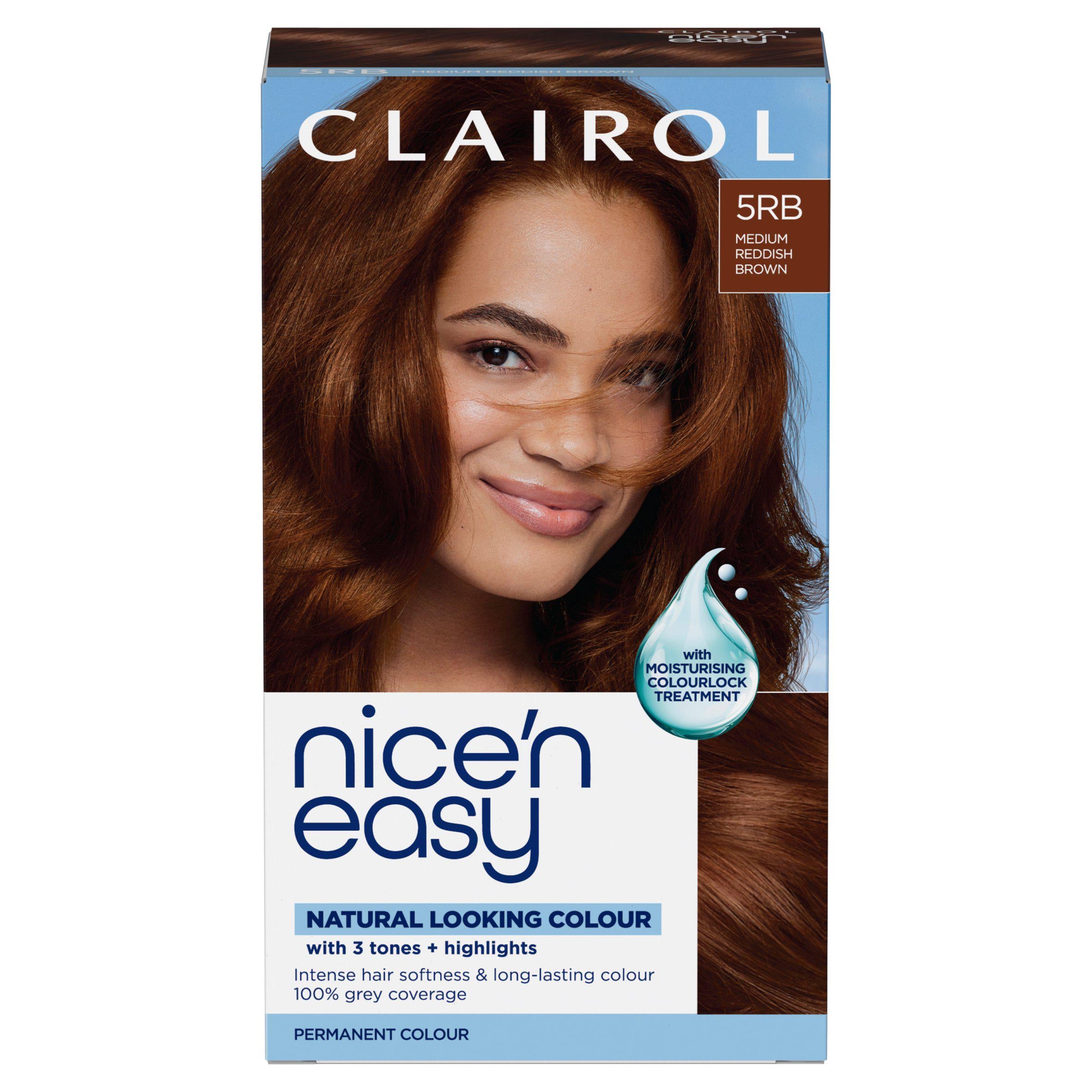Clairol Nice'N Easy Medium Reddish Brown 5RB hair dye, imported from the UK