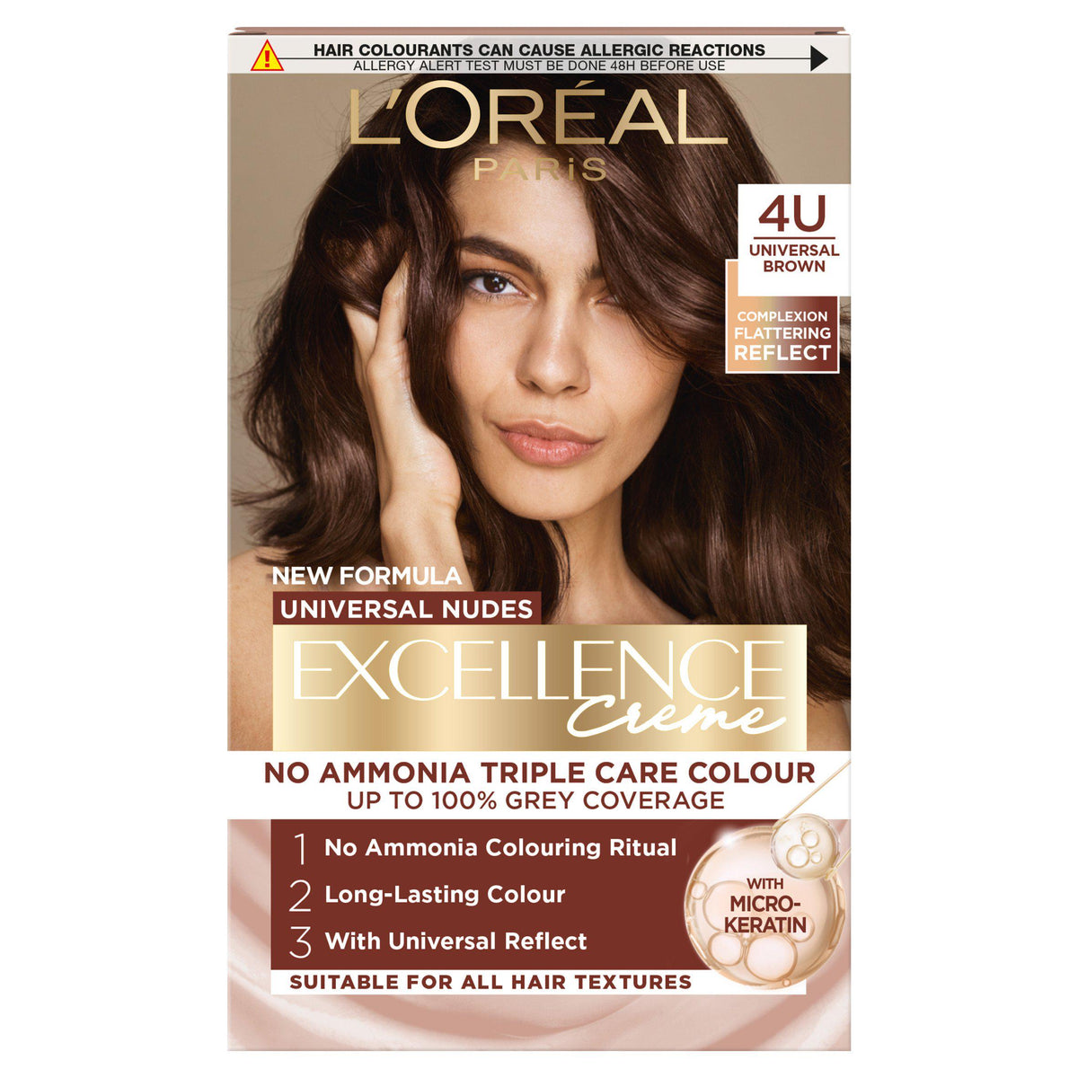 L'Oreal Paris Excellence Universal Nudes 4U hair dye, imported from the UK