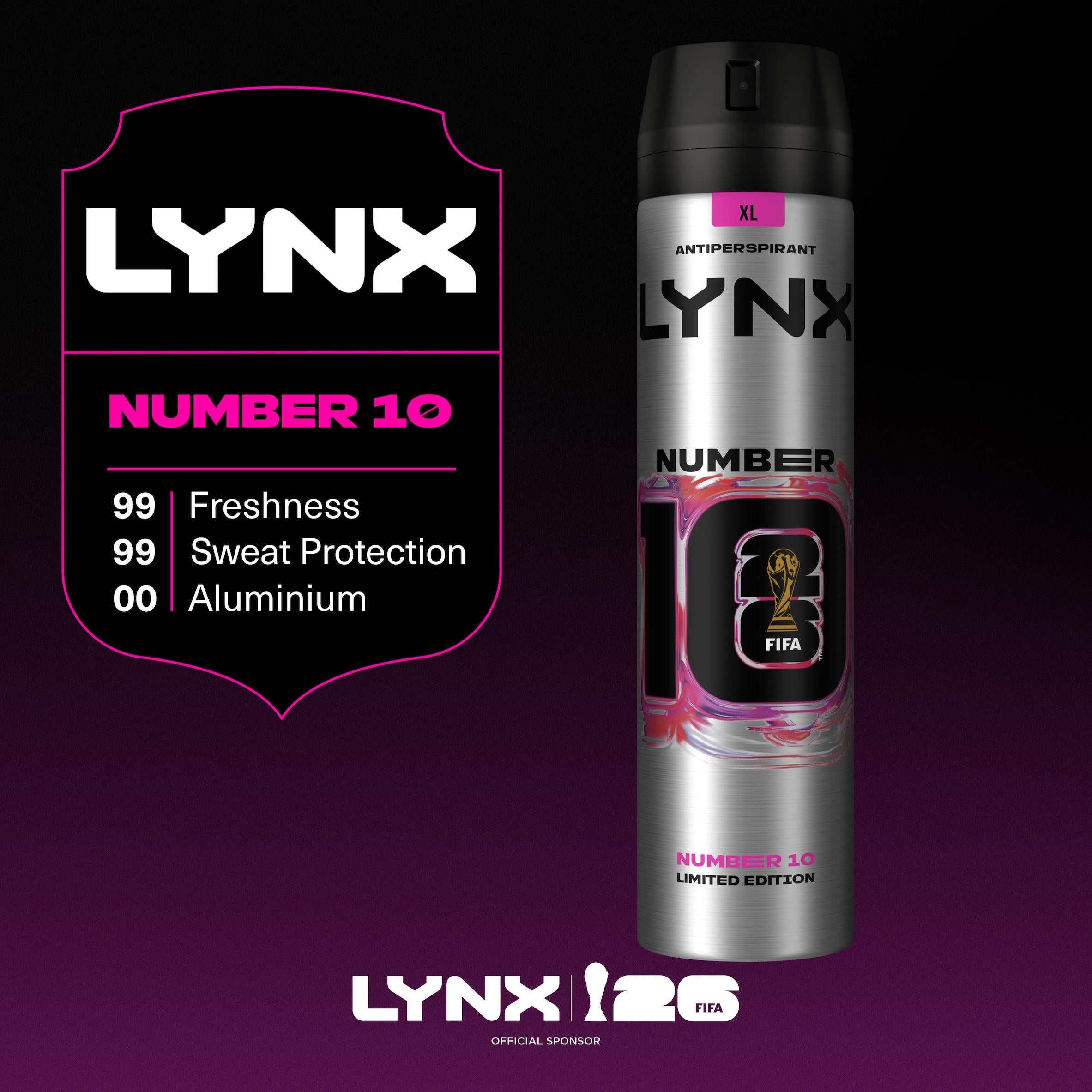 Lynx antiperspirant deodorant spray FIFA Number 10 250ml (British brand)