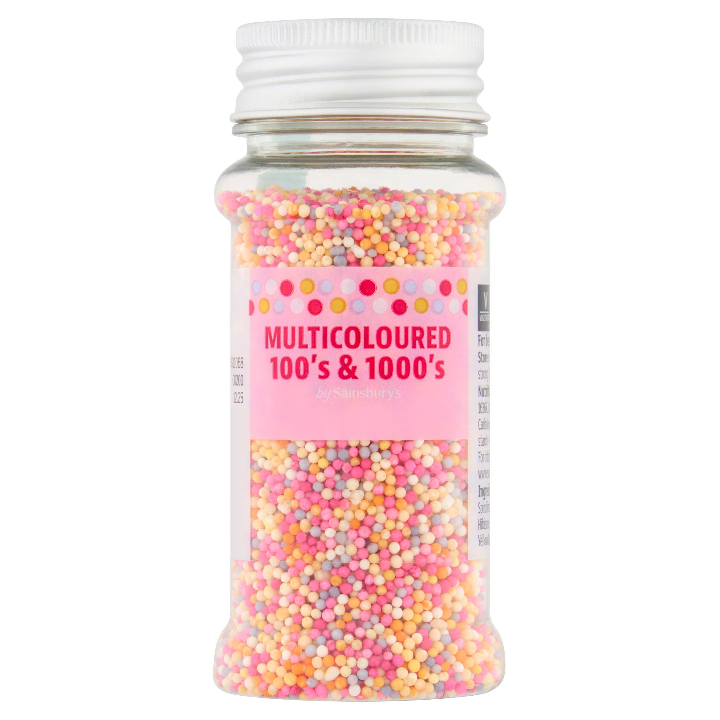 Sainsbury's 100s & 1000s cake sprinkles 80g, imported from the UK