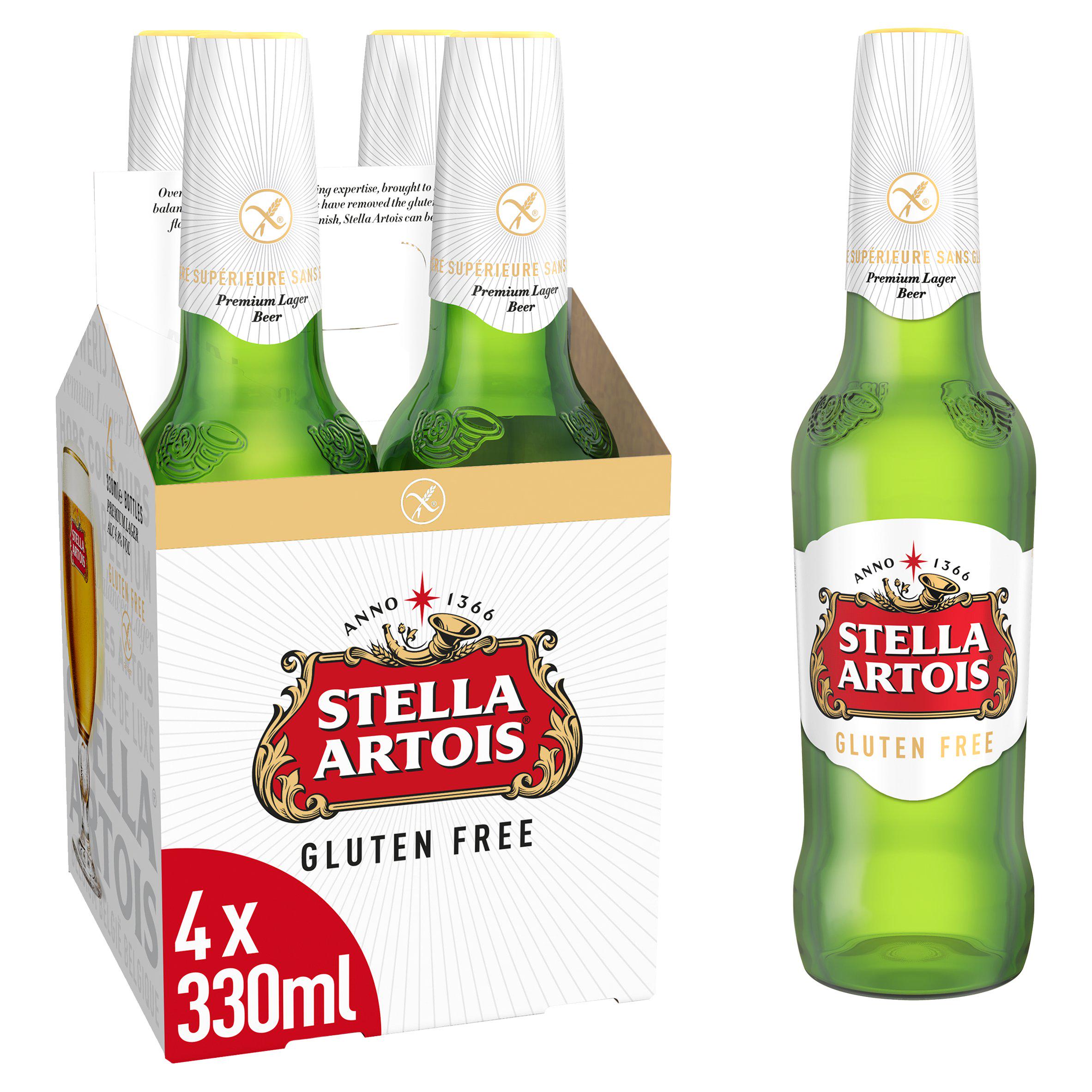 Stella Artois gluten free lager beer 4x330ml, imported from the UK