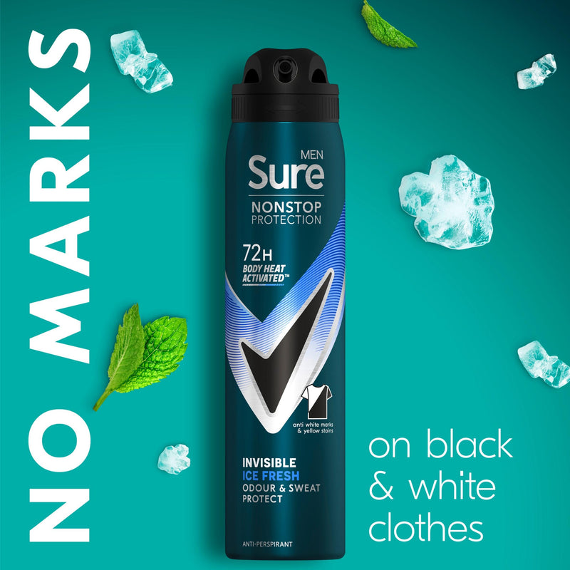 Sure antiperspirant deodorant Invisible Ice Fresh 250ml, UK version