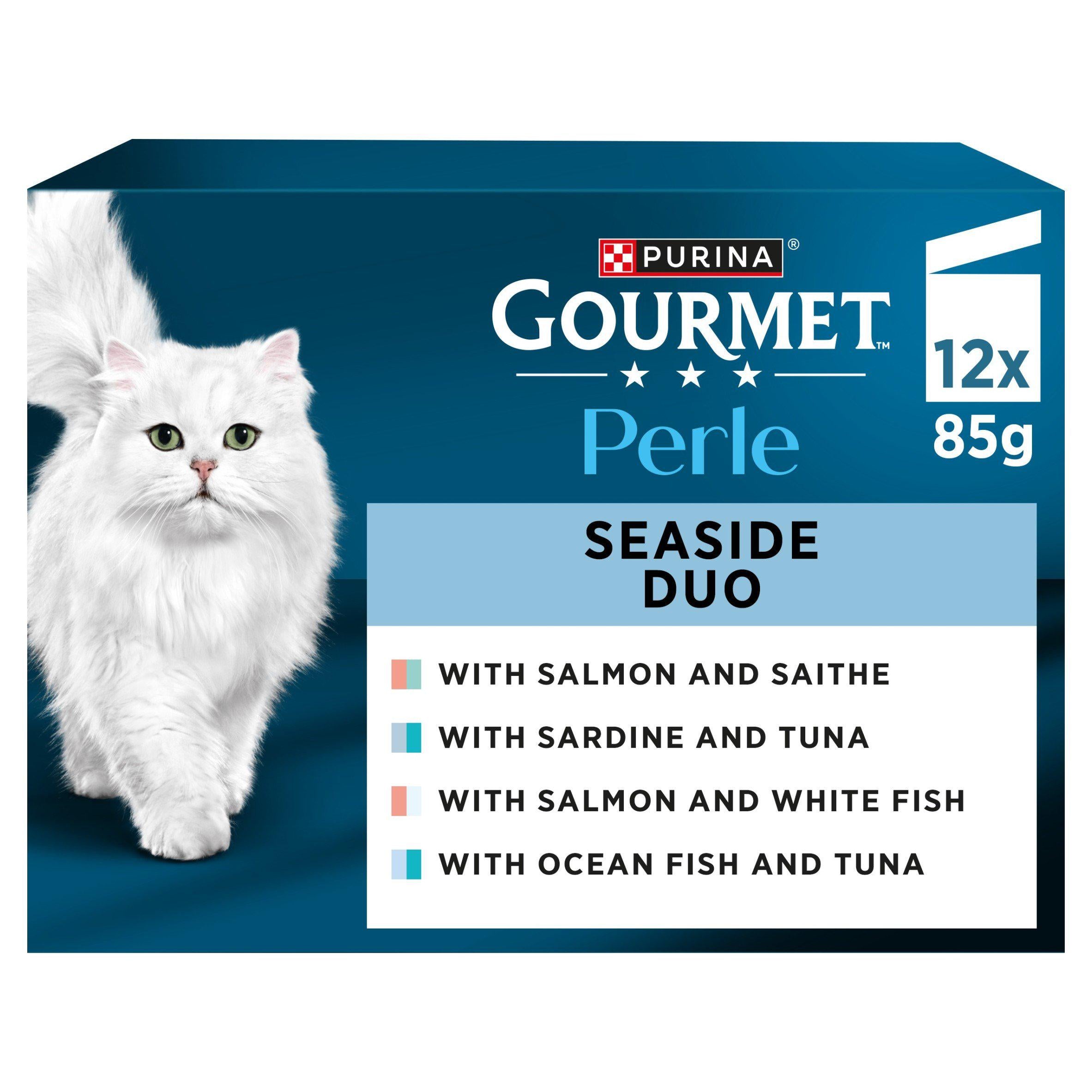 Gourmet Perle Seaside Duo wet cat food 12x85g, imported from the UK