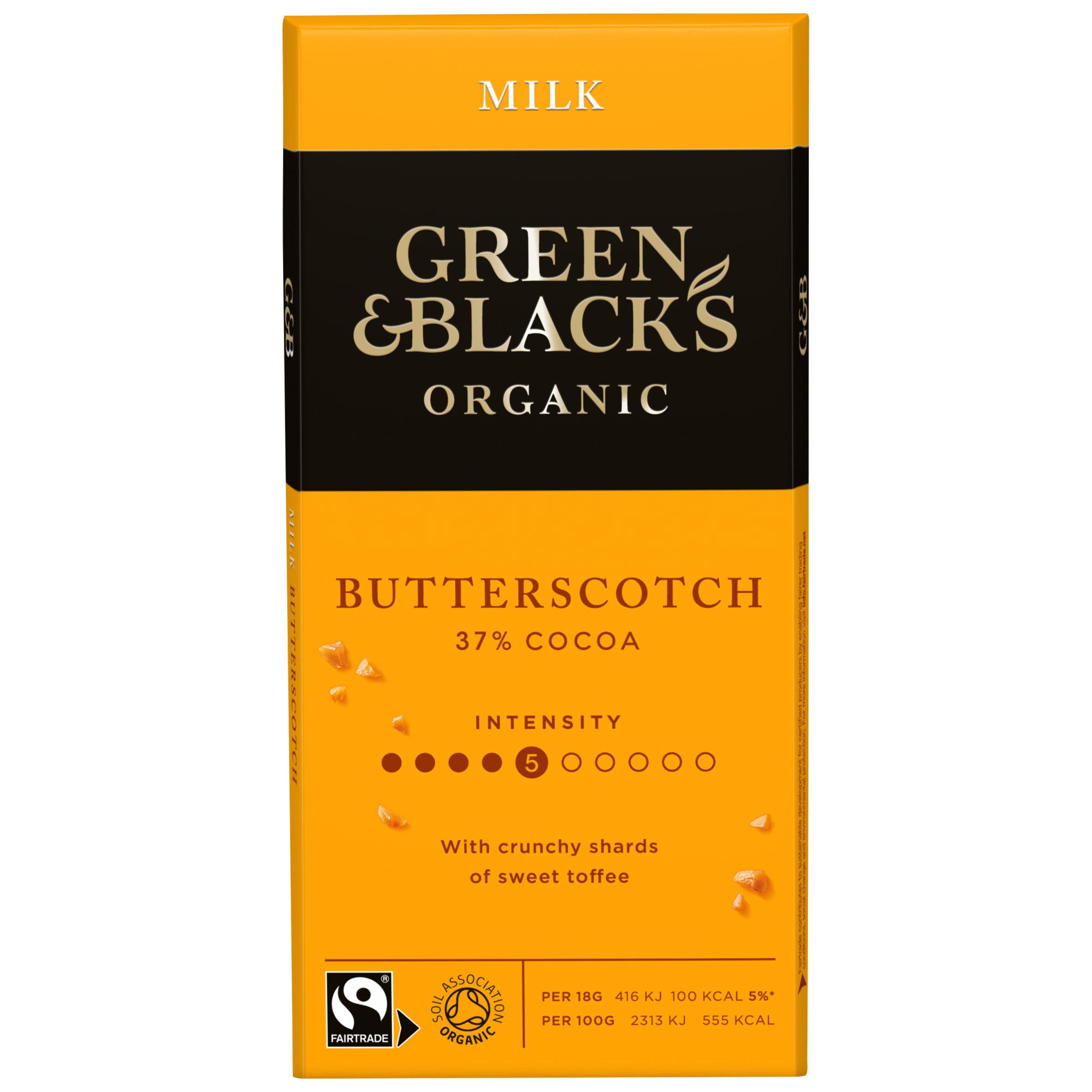 Green & Black's organic butterscotch milk chocolate bar 90g, UK version