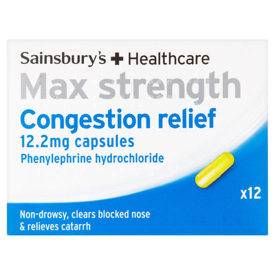 Sainsburys Sainsbury's Max Strength Congestion Relief Capsules 12 Capsules- Buy online at McGrocer