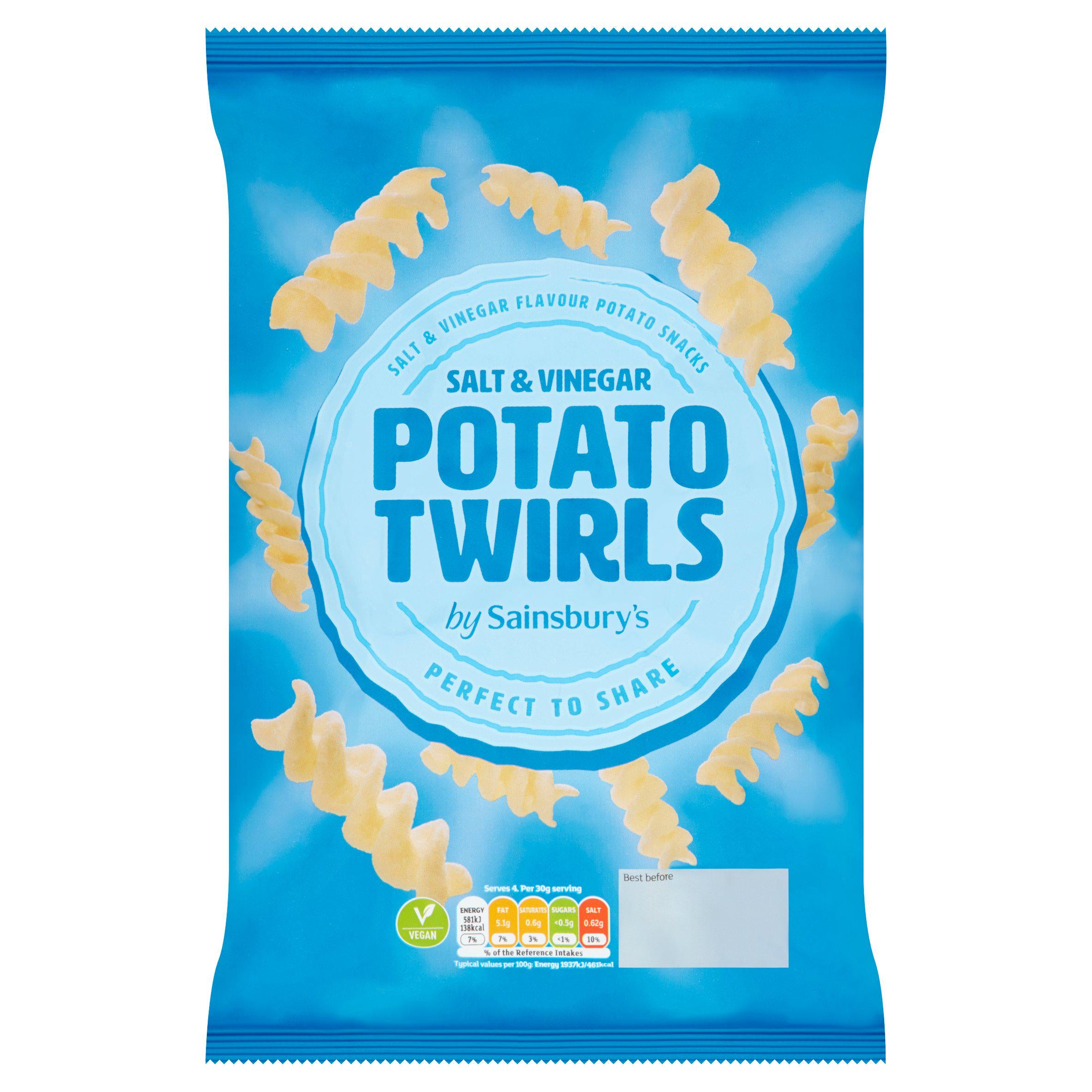 Sainsbury's salt and vinegar potato twirls 125g - British product