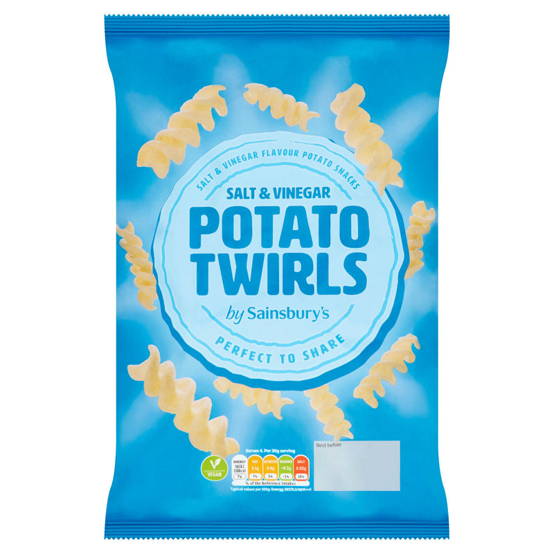 Sainsbury's salt and vinegar potato twirls 125g - British product