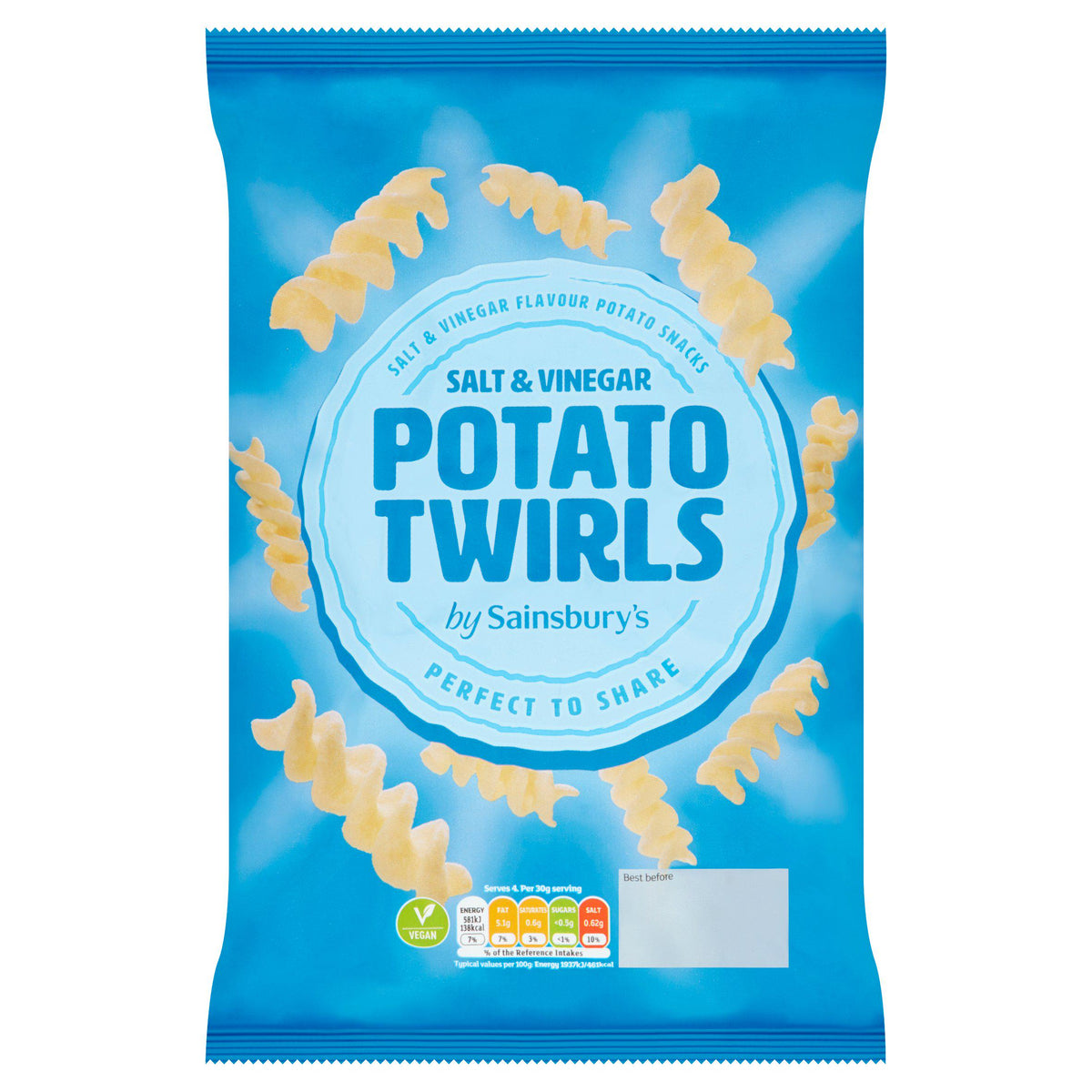 Sainsbury's salt and vinegar potato twirls 125g - British product