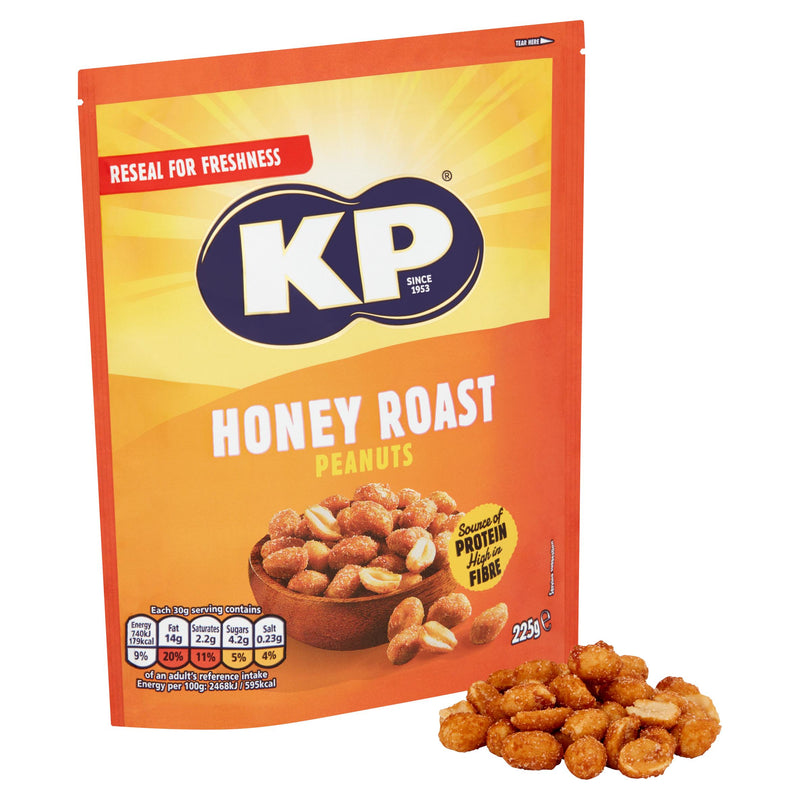 KP honey roast peanuts 225g, imported from the UK