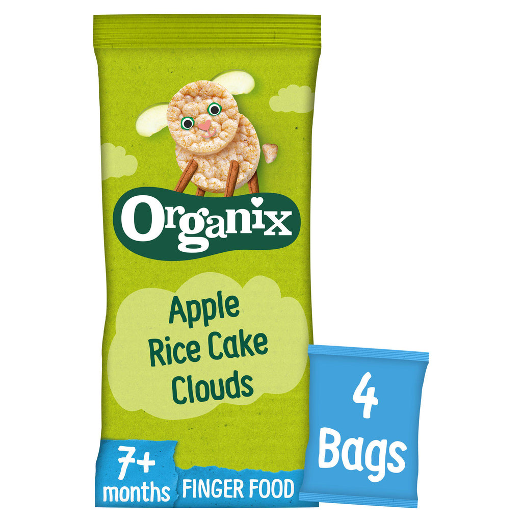 Organix Apple Rice Cake Clouds Organic Baby Snacks Multipack 7 months+ 4x18g