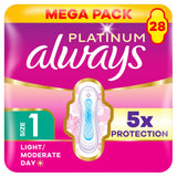 Always Platinum sanitary towels with wings 28 pads, imported from the UK