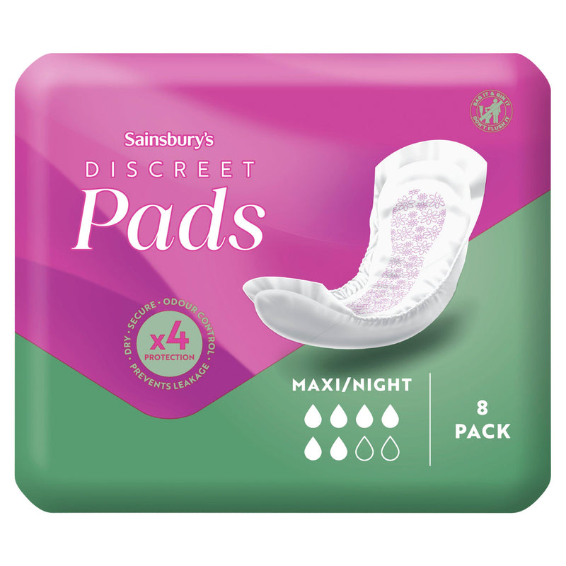 Sainsbury's Maxi Night sanitary pads 8 count (British brand)