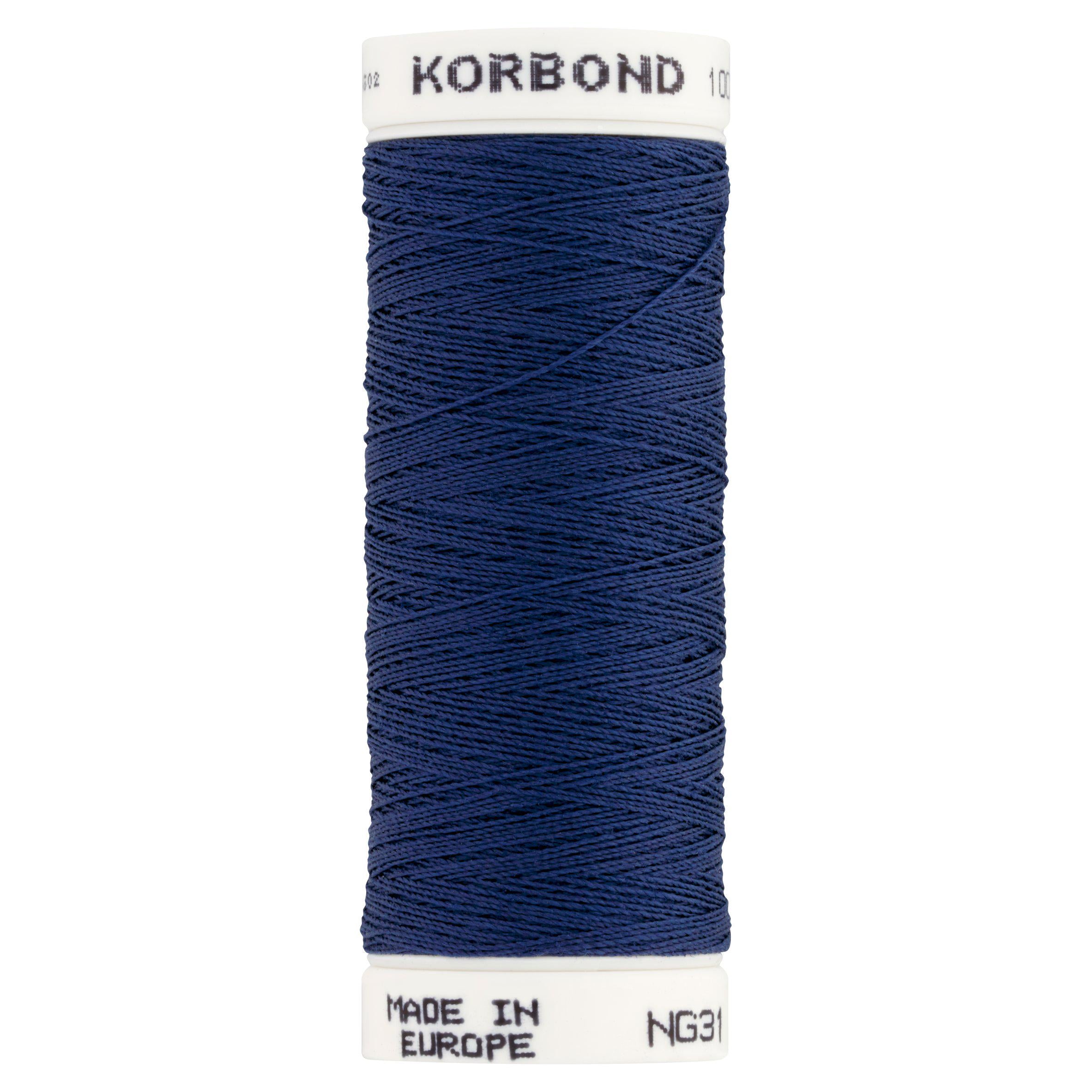 Korbond Navy Blue polyester thread 100m, UK version
