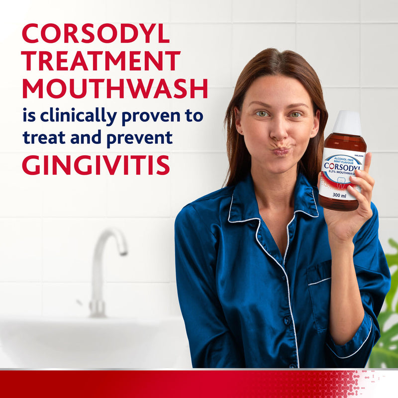 Corsodyl medicated antibacterial mouthwash 300ml, imported from the UK
