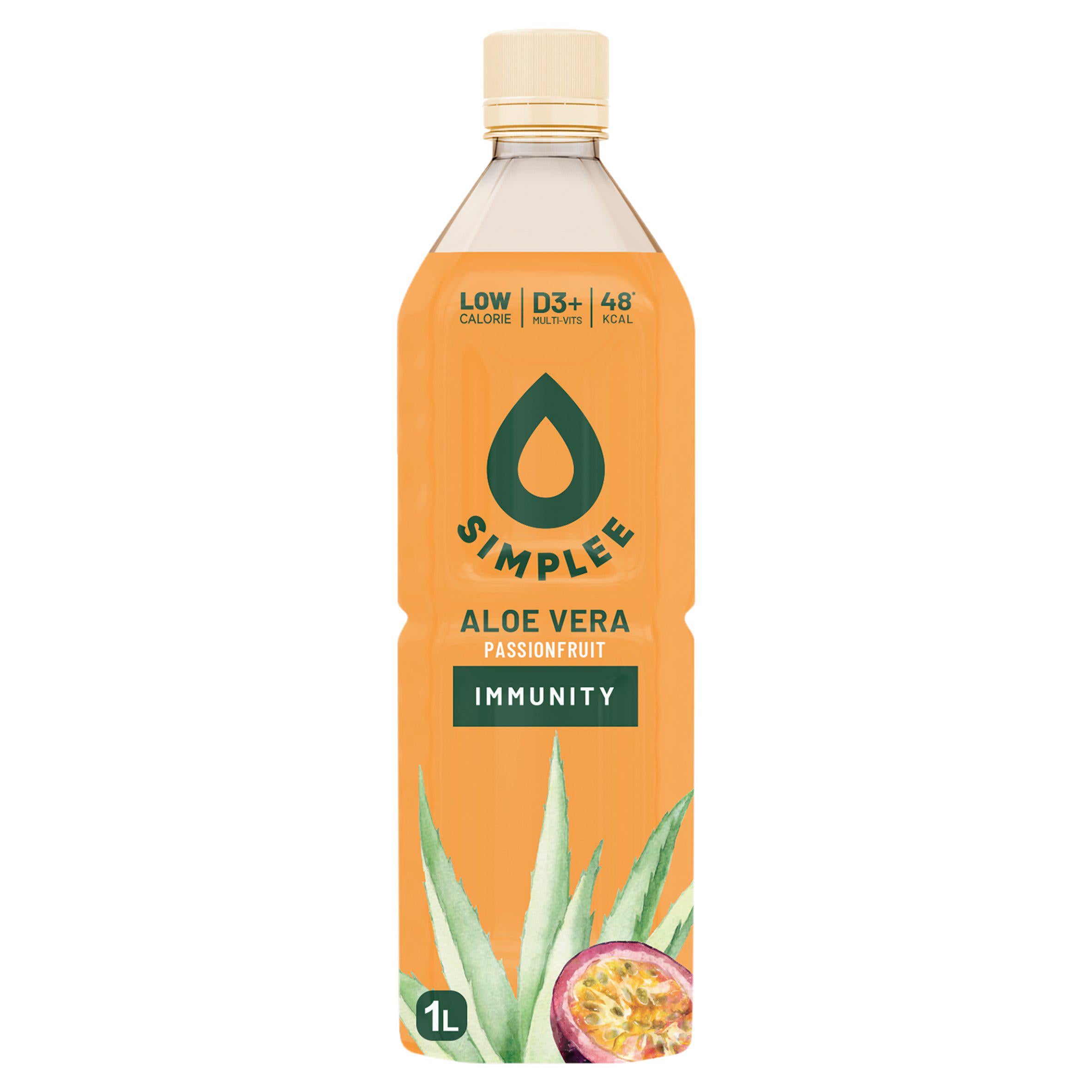 Simplee aloe vera drink passionfruit 1L, UK version