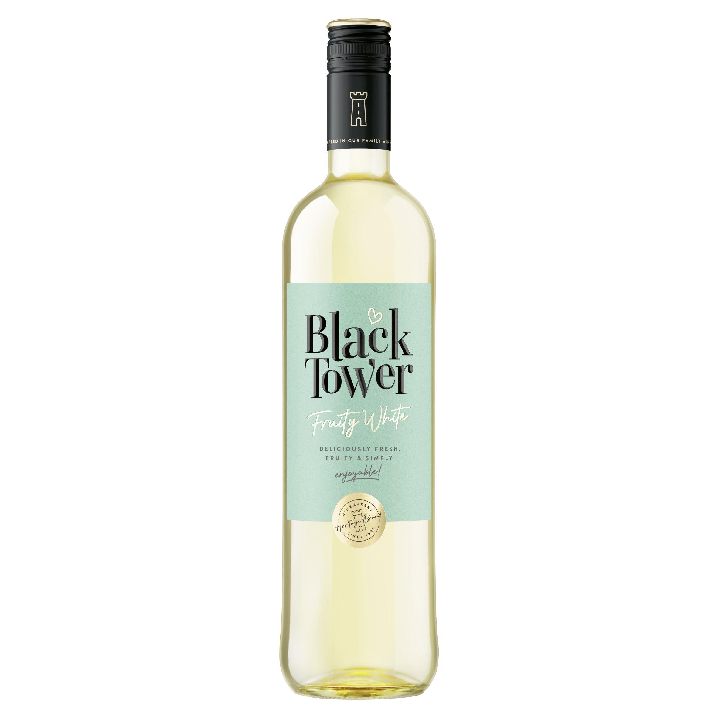 Black Tower white wine 75cl, imported from the UK