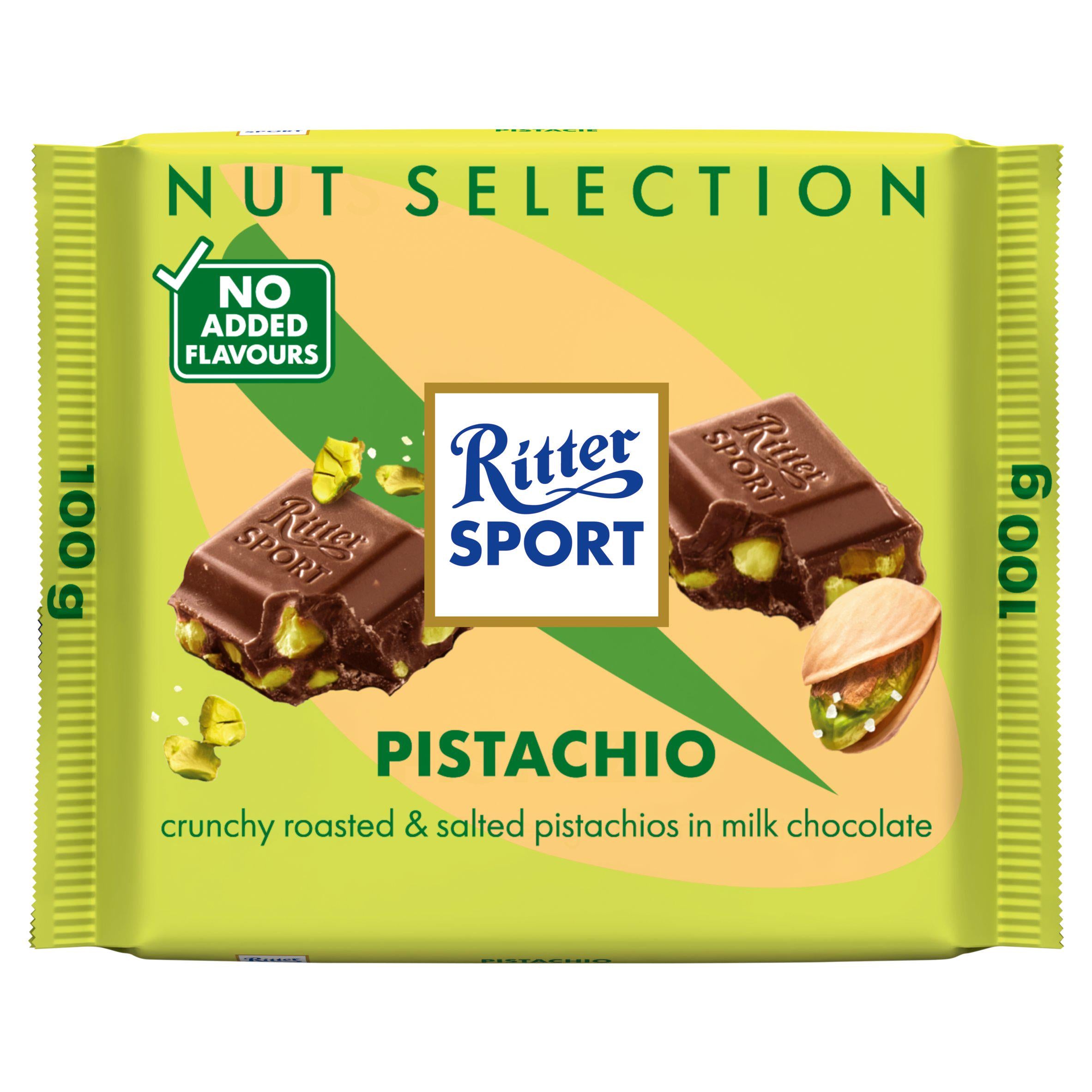 Ritter Sport Pistachio Chocolate Bar 100g, imported from the UK