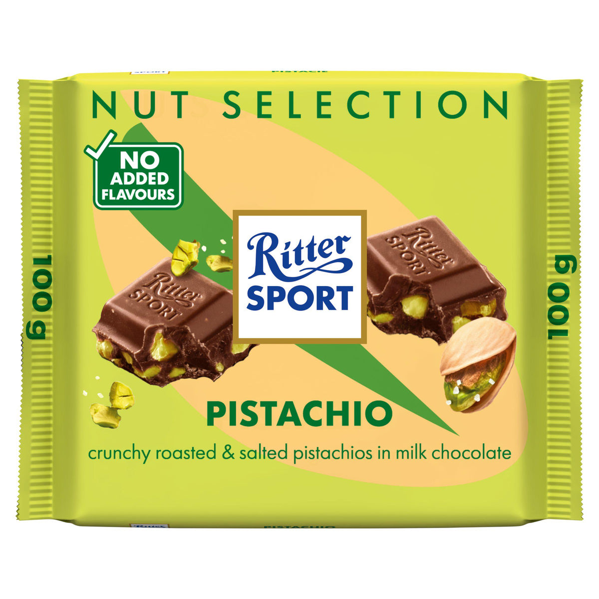 Ritter Sport Pistachio Chocolate Bar 100g, imported from the UK