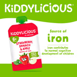 Kiddylicious strawberry spinach apple baby food pouch 100g, UK version