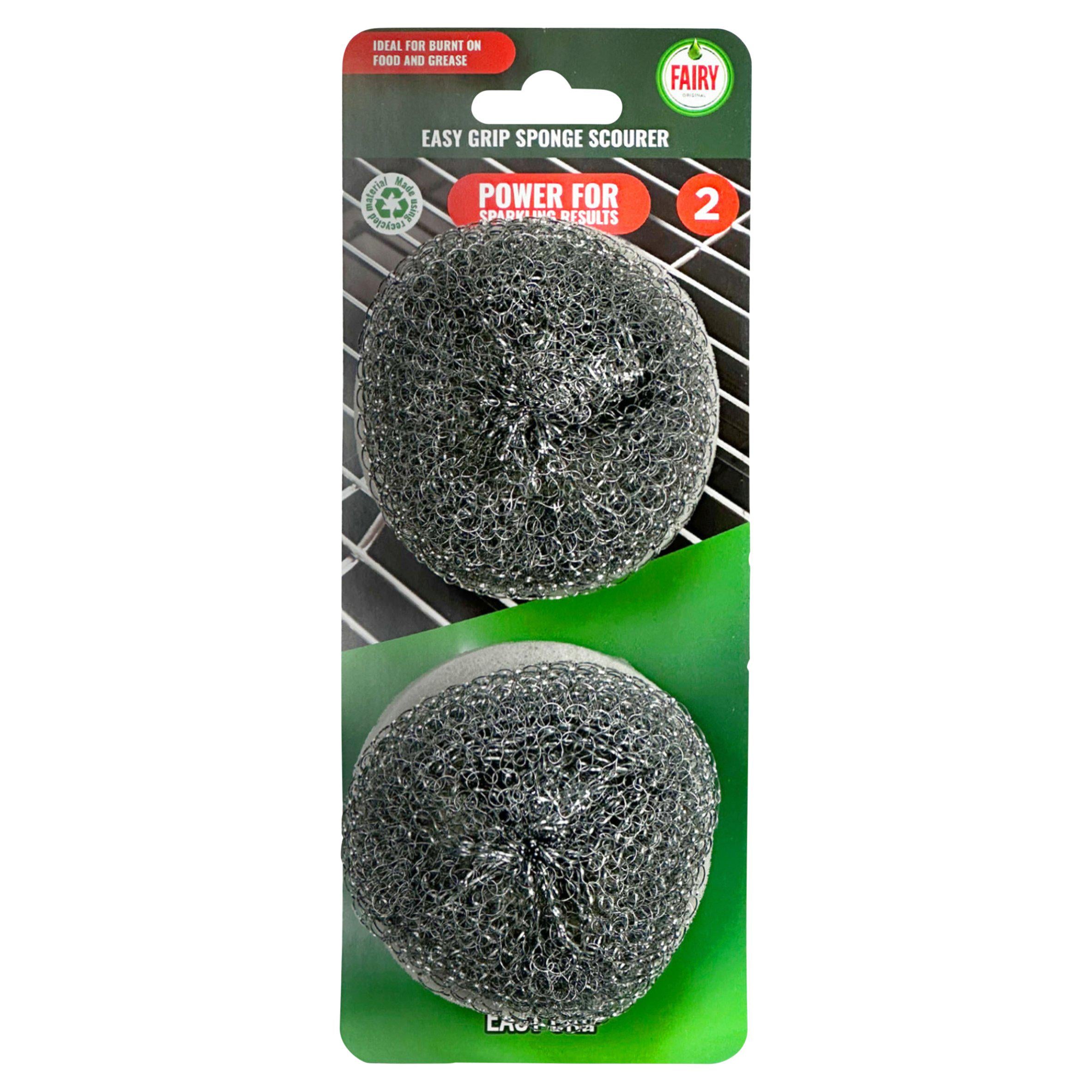 Fairy Easy Grip Scourer 2 Pack Household Cleaning Tool - British product