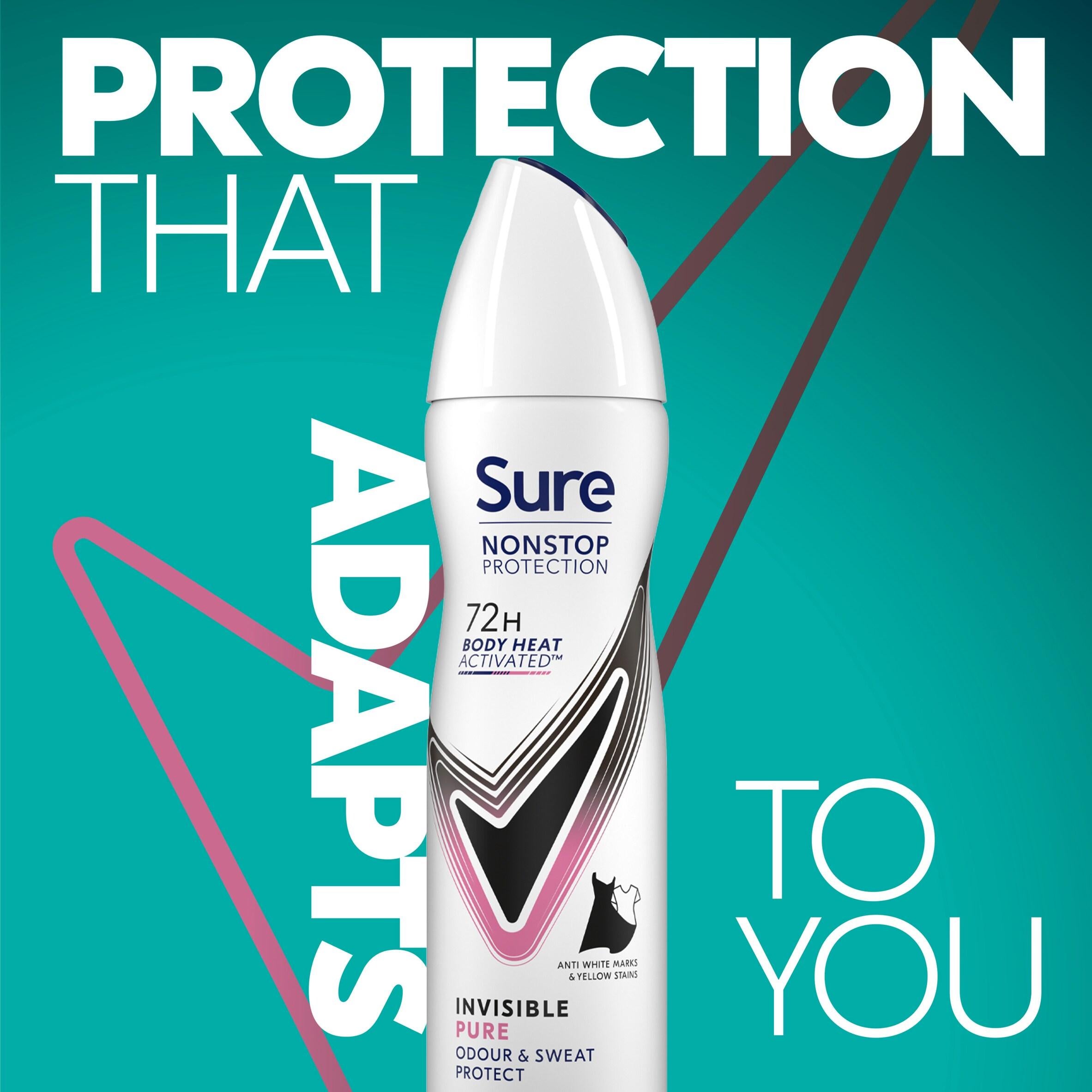 Sure Invisible Pure antiperspirant deodorant spray 150ml, imported from the UK