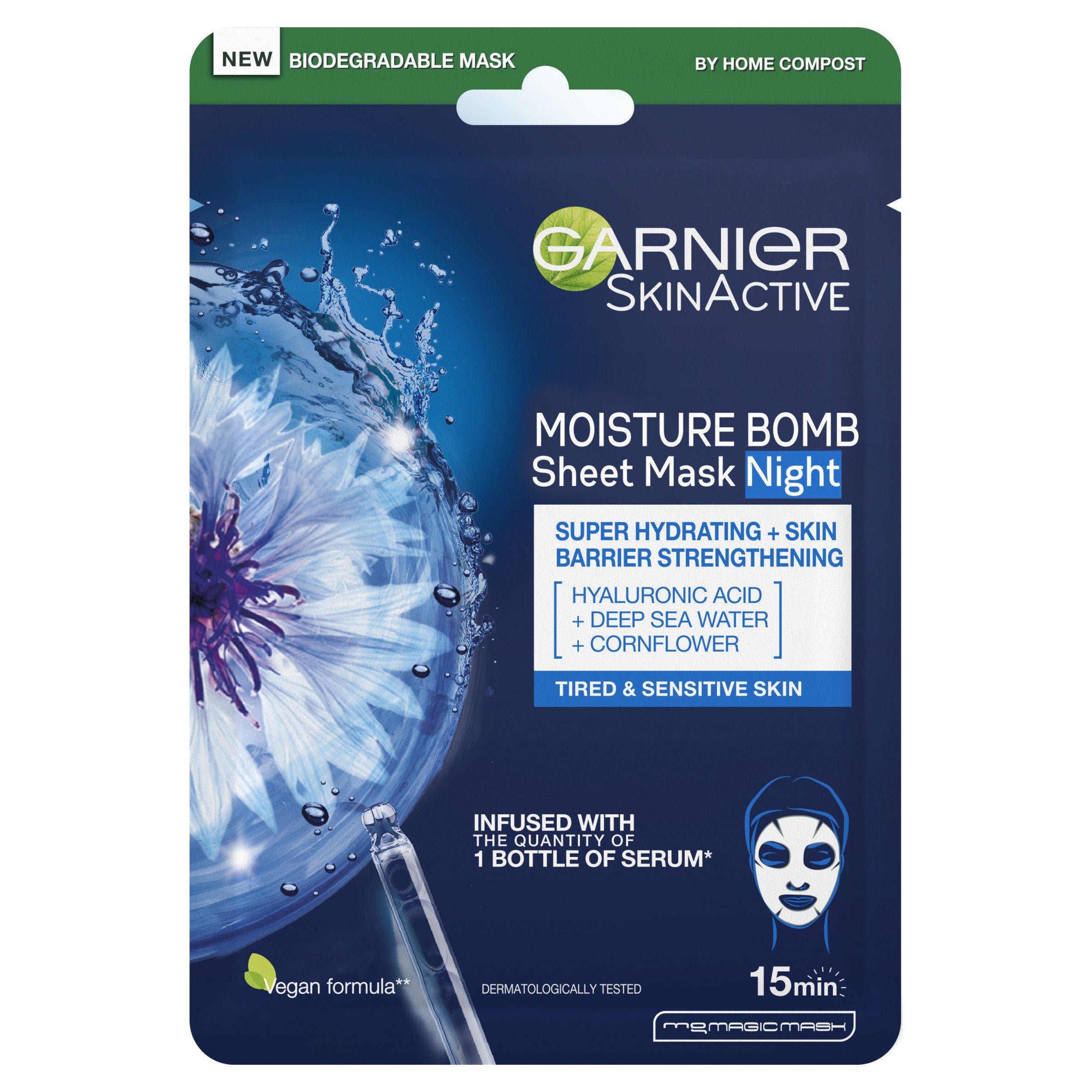 Garnier Moisture Bomb night time sheet mask 32g, UK version