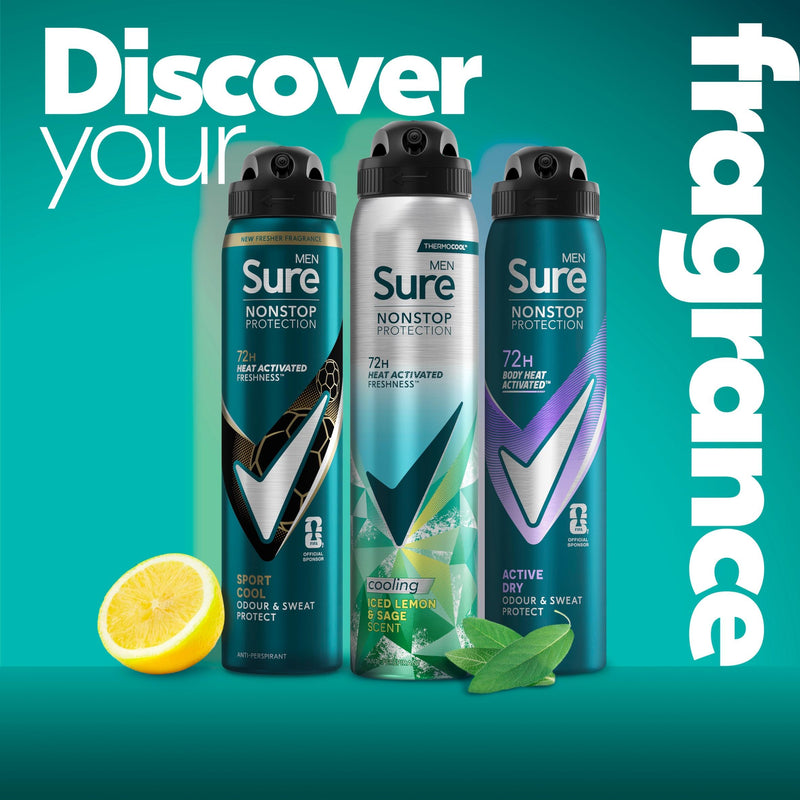 Sure antiperspirant deodorant spray Iced Lemon & Sage 250ml (British brand)