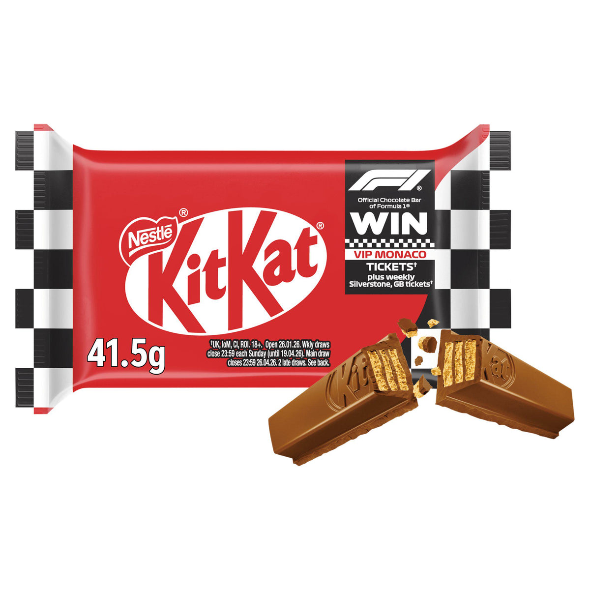 KitKat 4 Finger milk chocolate bar 41.5g, a British product
